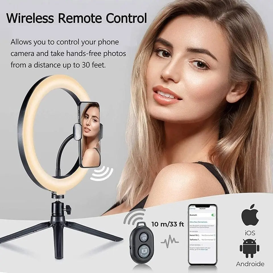 LED selfie ring lamp with folding arm tripod photography for e.g. YouTube streaming LED selfie ring lamp with folding arm tripod photography for e.g. YouTube streaming
